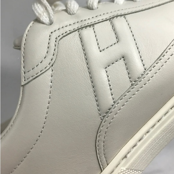 Authentic HERMES Swift Printed Peinture Quicker Sneakers White Black 38 shoes - Picture 7 of 13